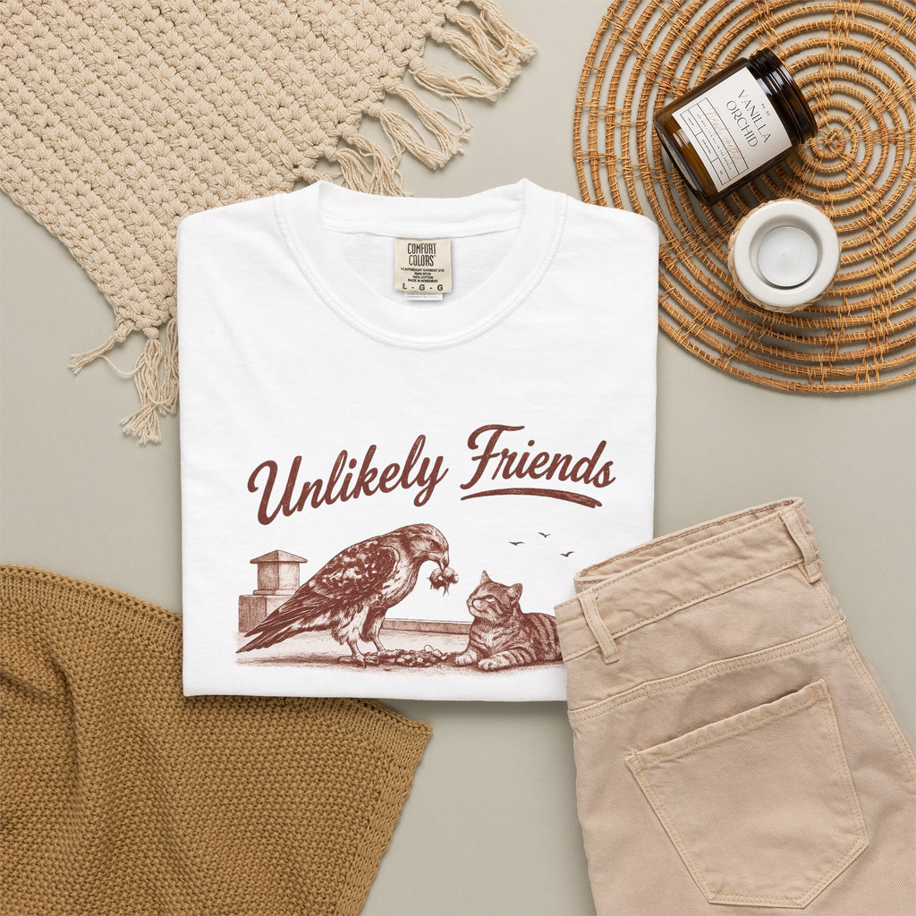 Vintage Hawk & Cat Unlikely Friends T‑Shirt