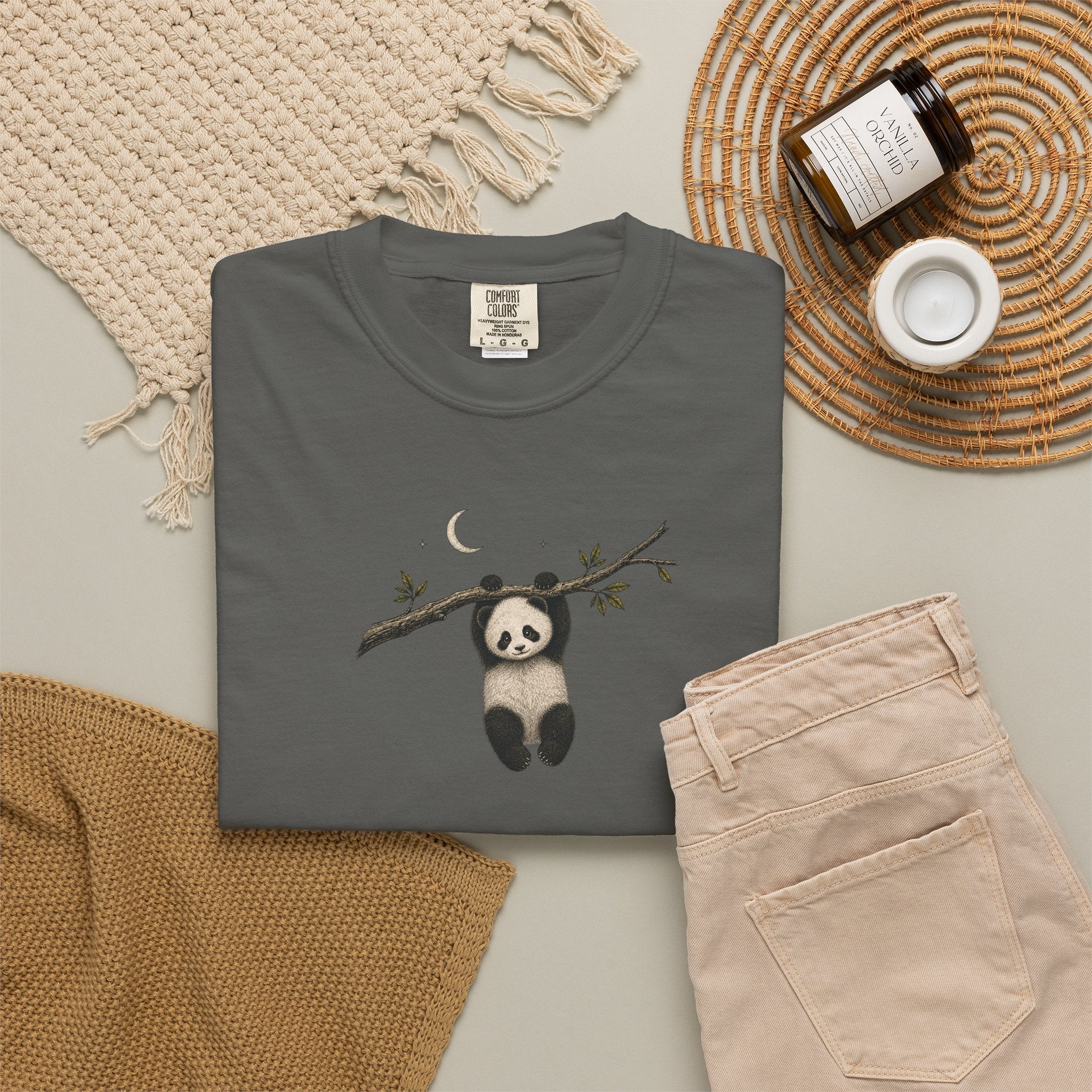 Panda on a Branch T-Shirt — Cute Hanging Panda Graphic Tee
