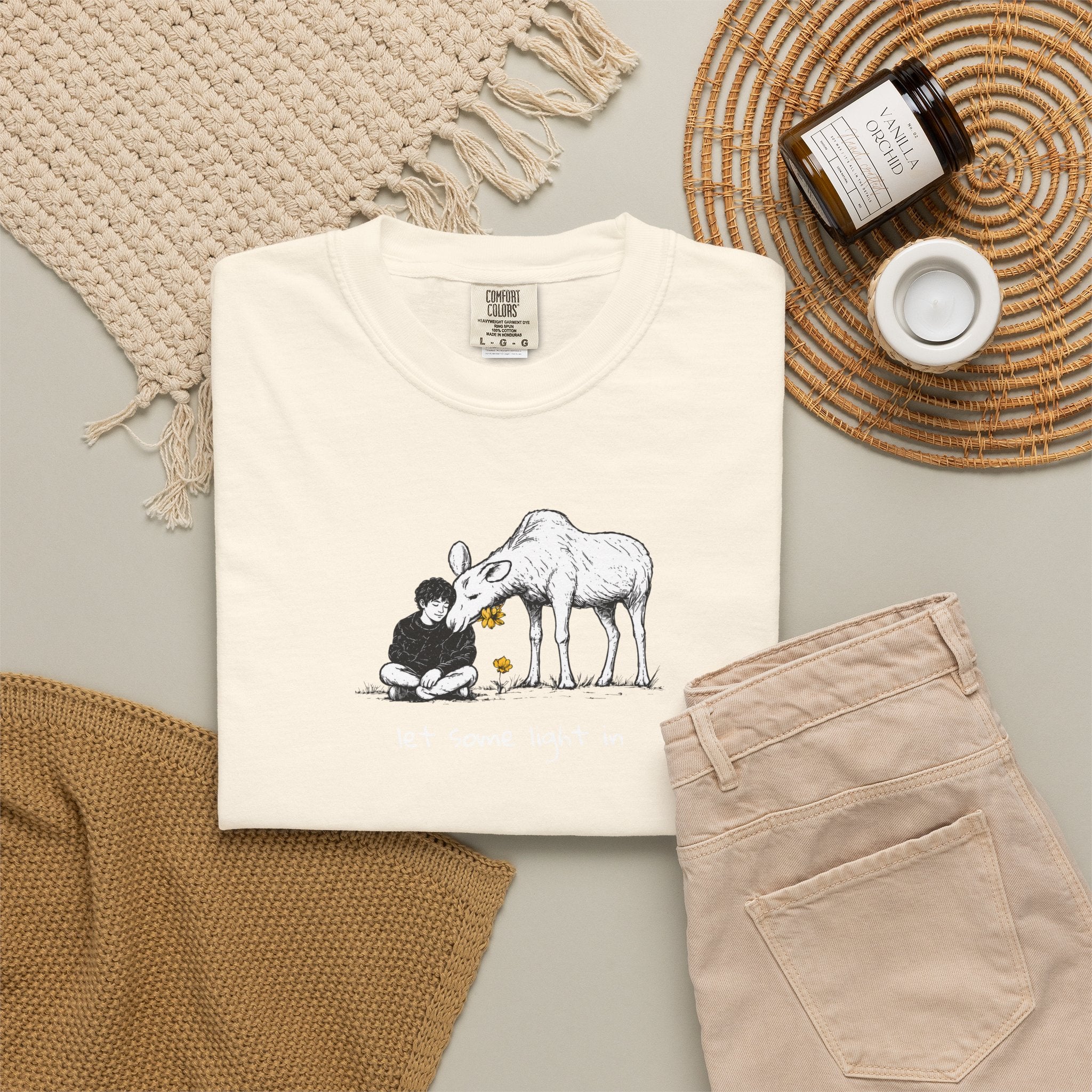 "Let a Little Light In" | Moose & Grieving | Man Comfort Colors® T-Shirt