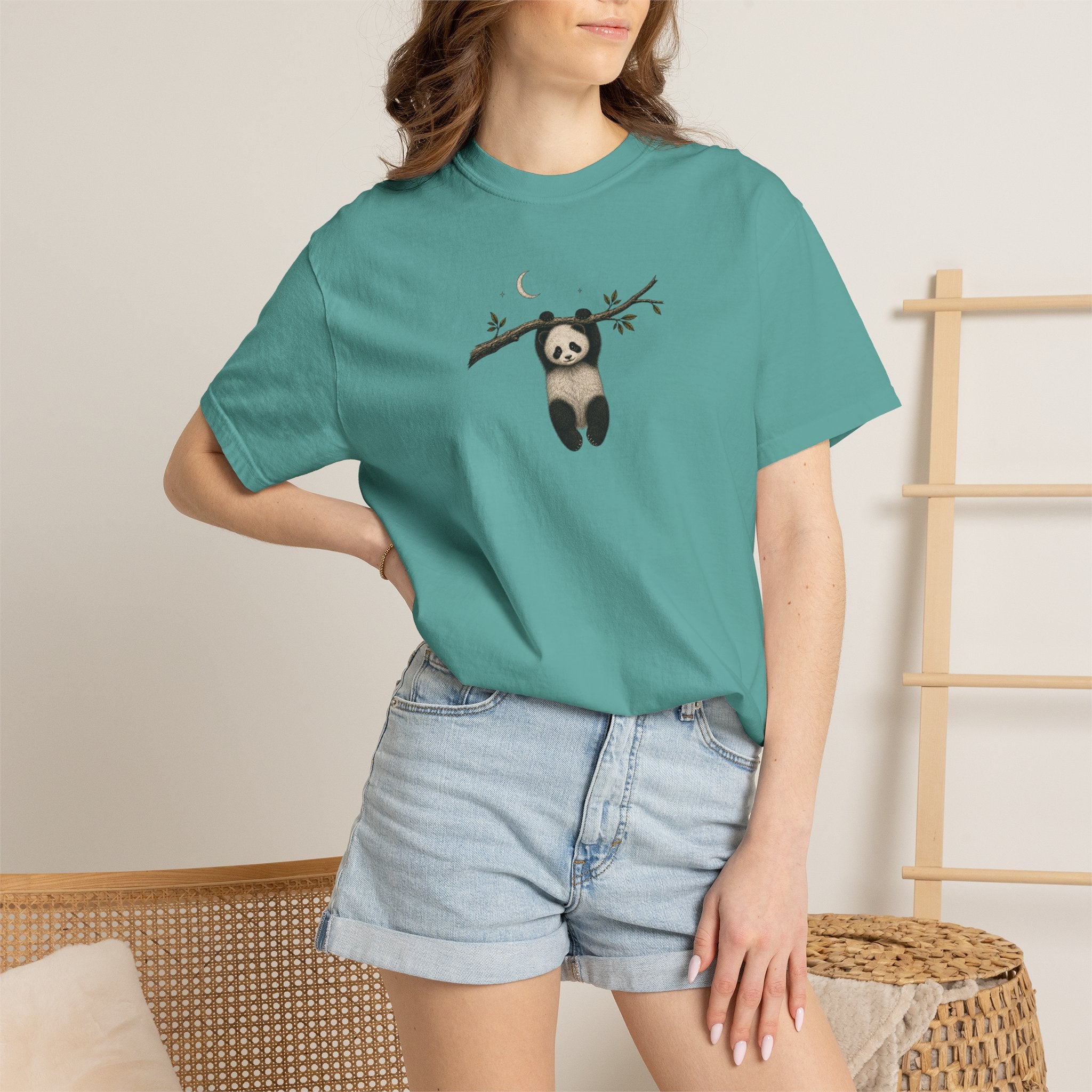 Panda on a Branch T-Shirt — Cute Hanging Panda Graphic Tee