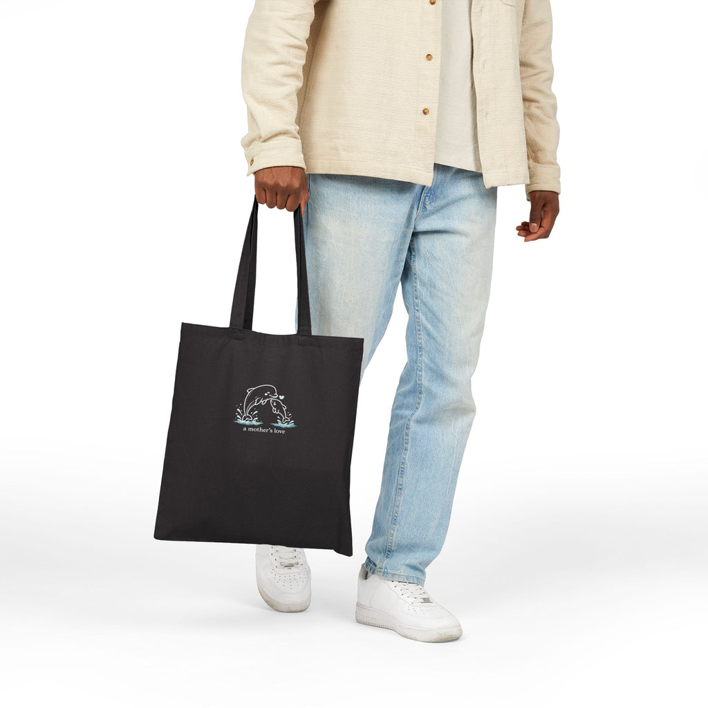 "A Mother’s Love" | Mom & Baby Dolphin | Canvas Tote Bag
