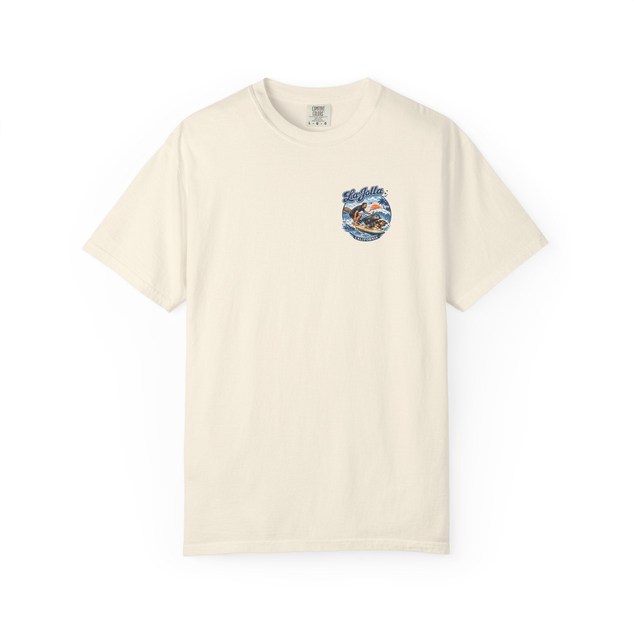 Man, Dog and Seal Catch A Wave — Vintage Surf Graphic Tee