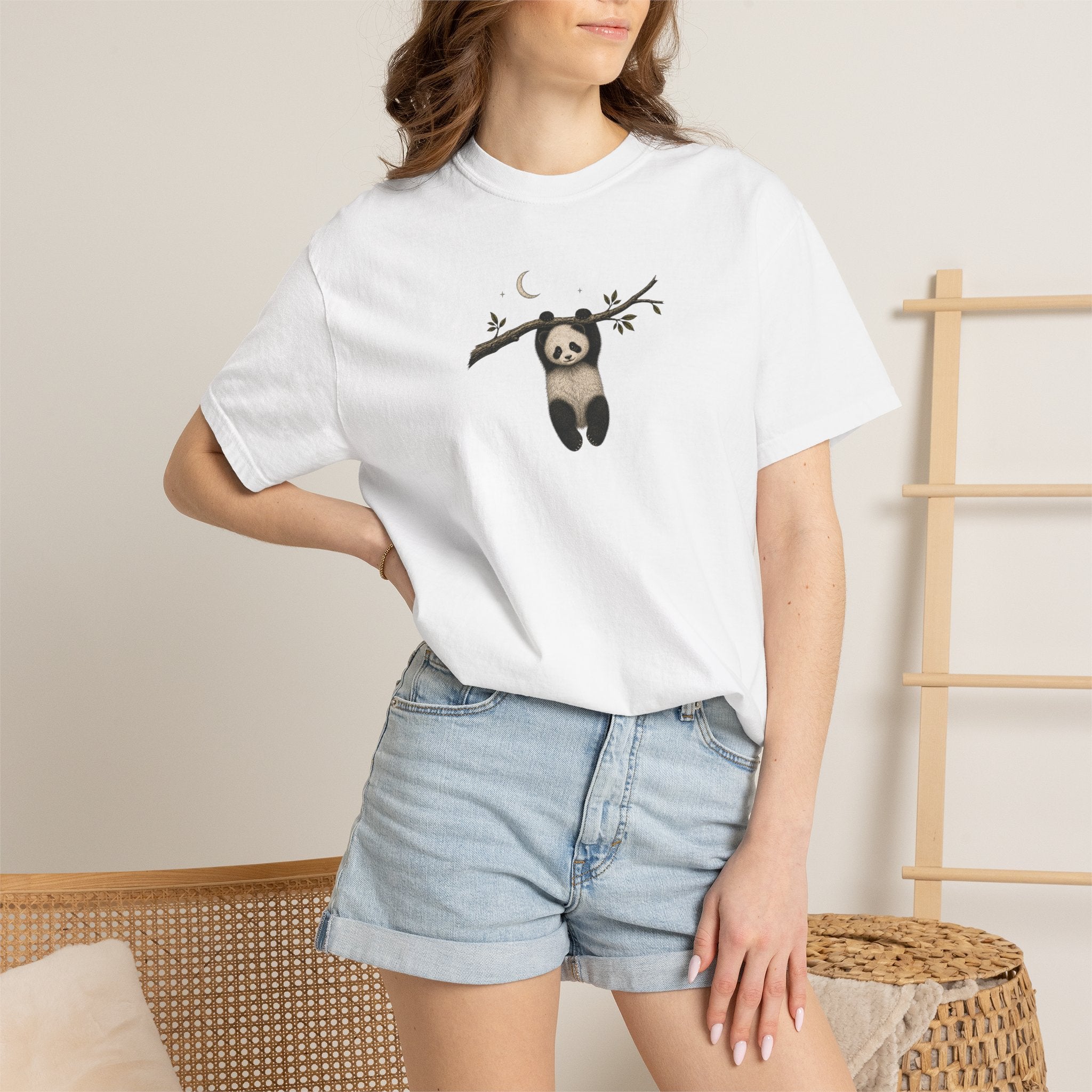 Panda on a Branch T-Shirt — Cute Hanging Panda Graphic Tee