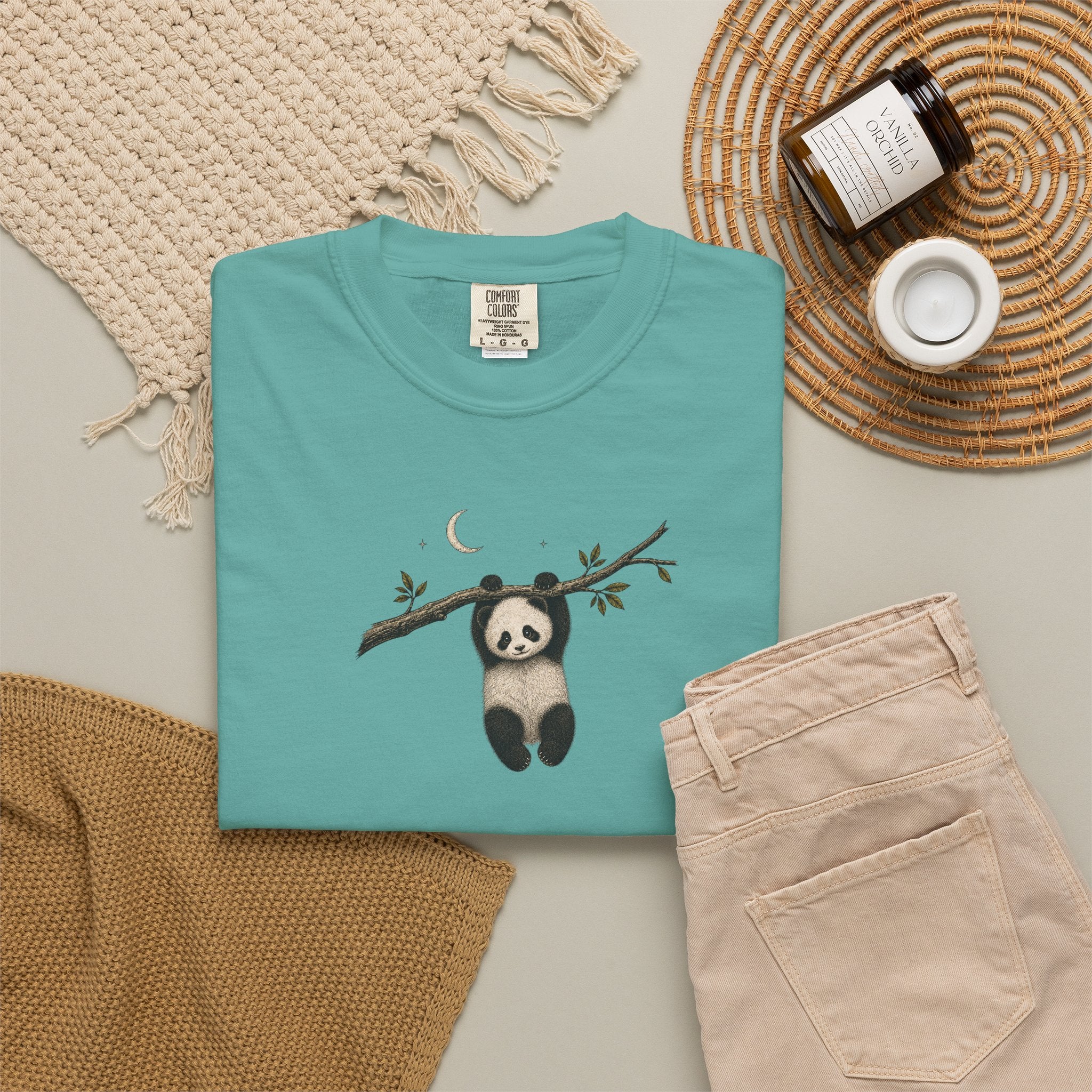 Panda on a Branch T-Shirt — Cute Hanging Panda Graphic Tee
