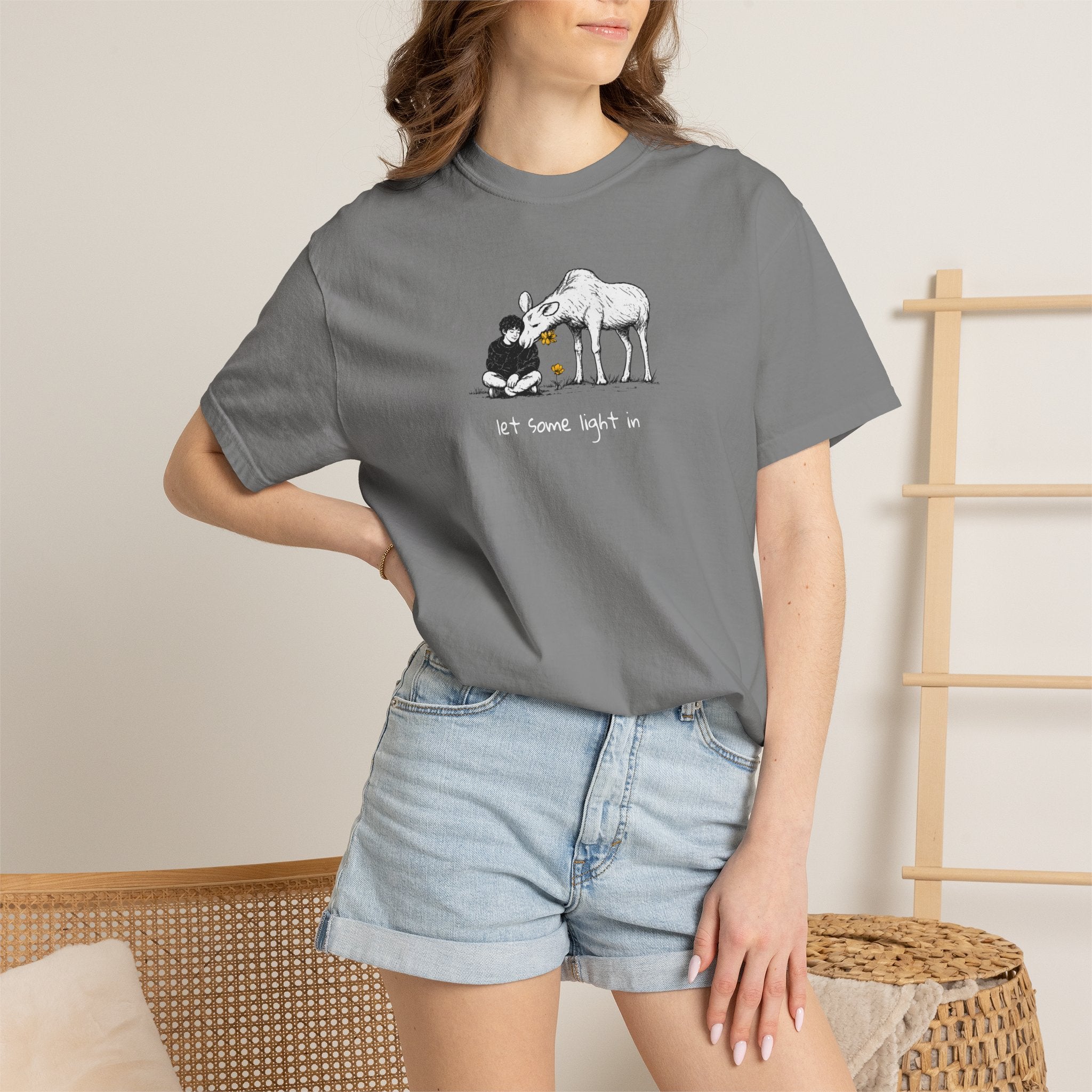 "Let a Little Light In" | Moose & Grieving | Man Comfort Colors® T-Shirt