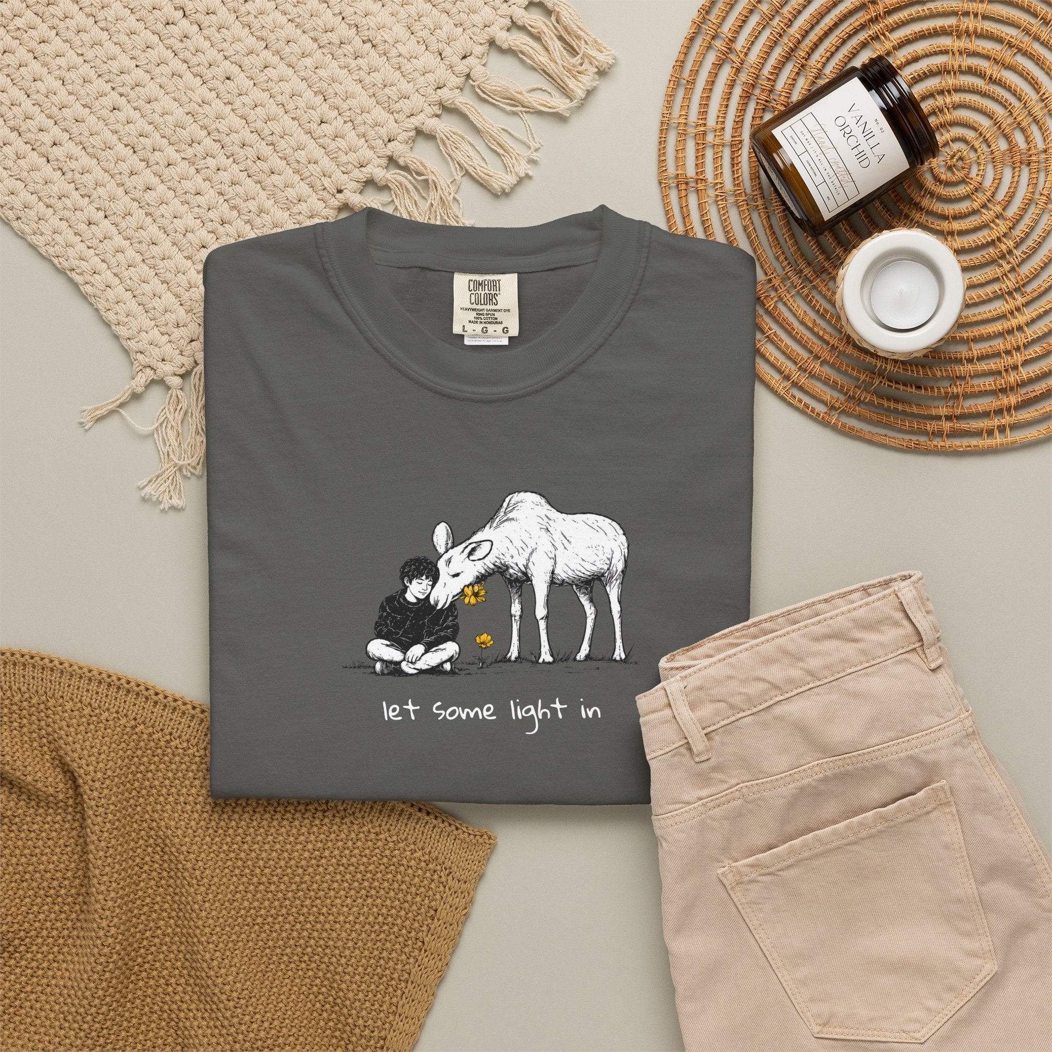 "Let a Little Light In" | Moose & Grieving | Man Comfort Colors® T-Shirt