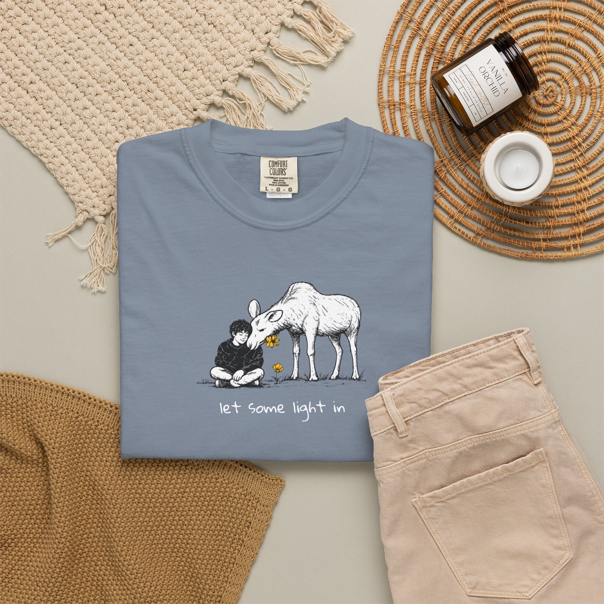 "Let a Little Light In" | Moose & Grieving | Man Comfort Colors® T-Shirt