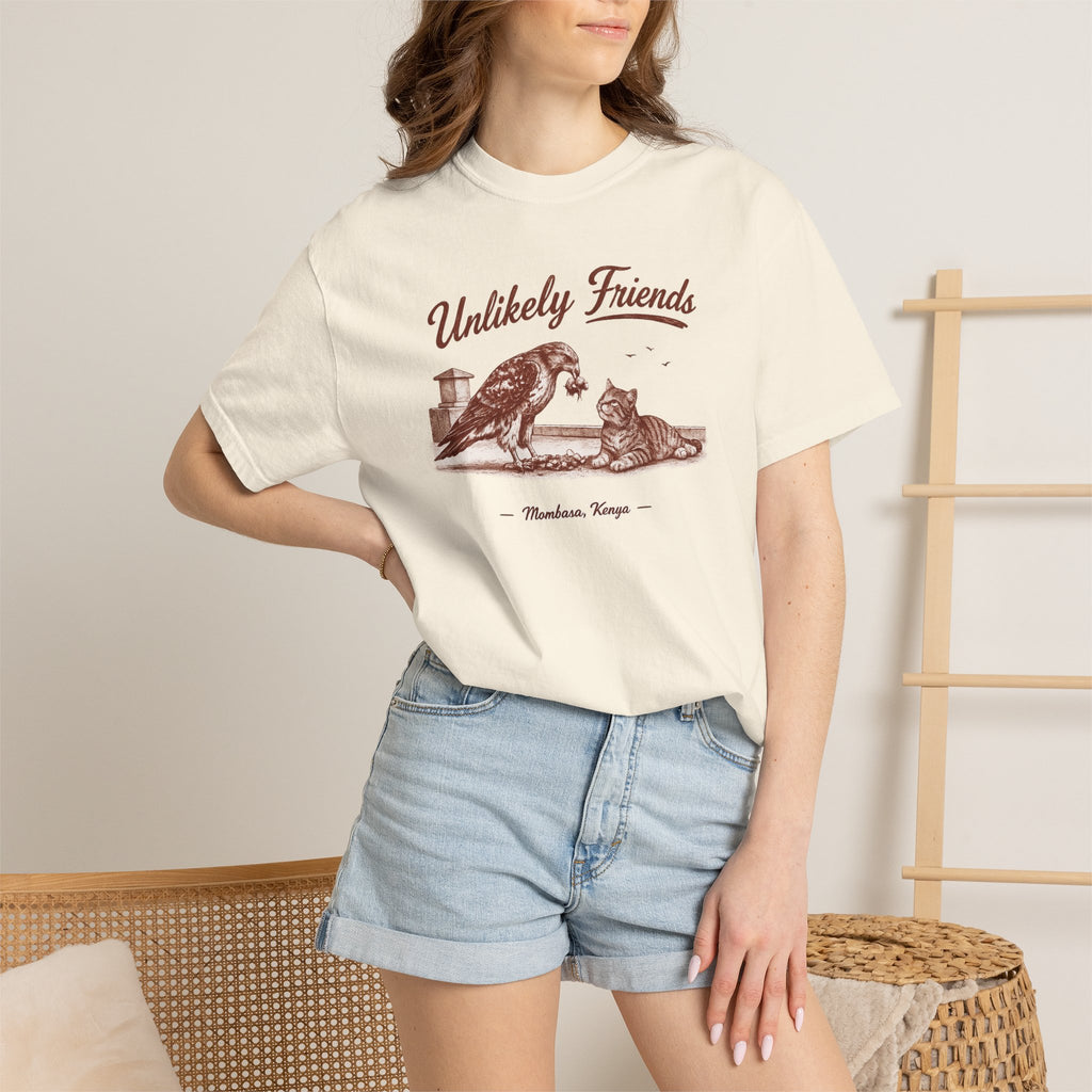 Vintage Hawk & Cat Unlikely Friends T‑Shirt