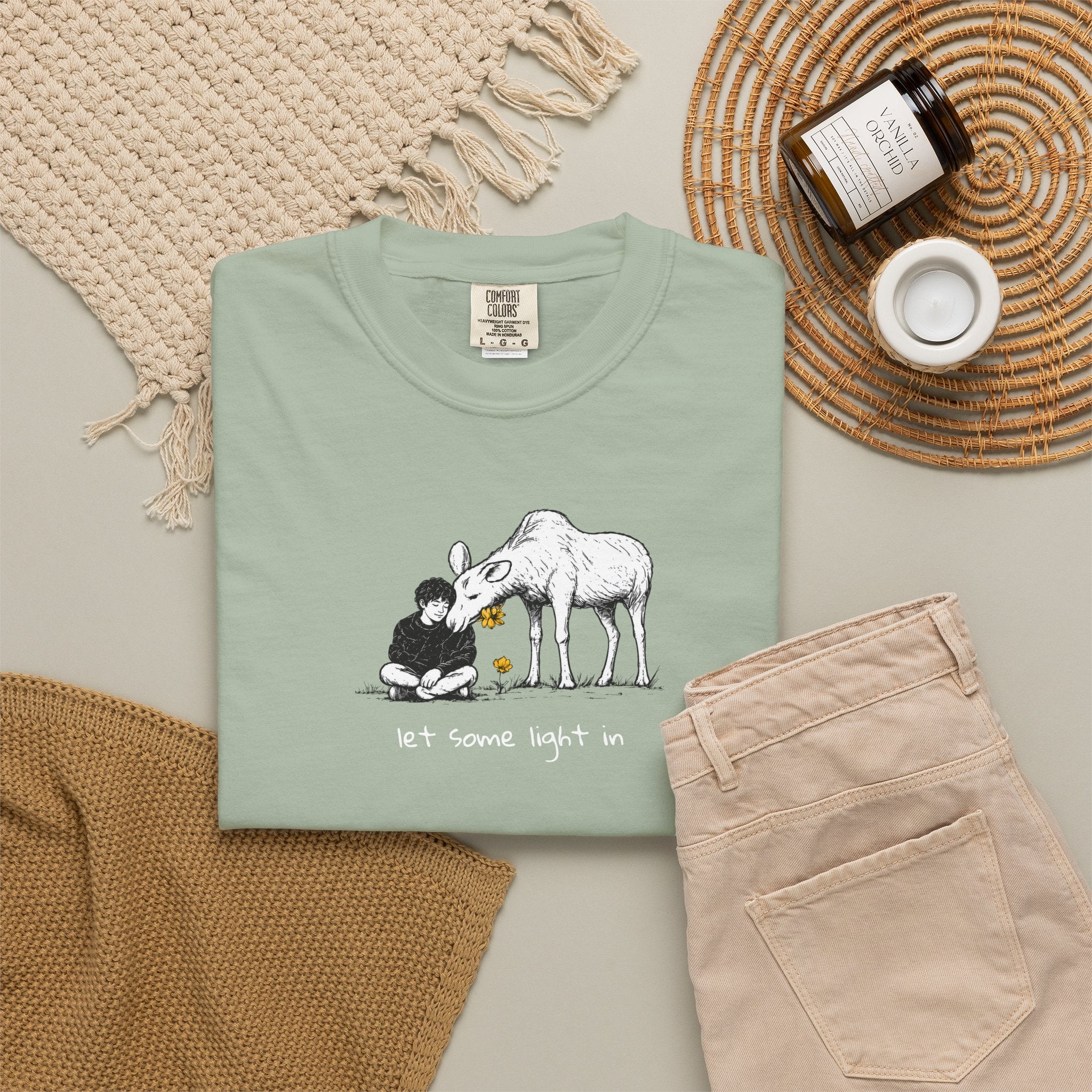 "Let a Little Light In" | Moose & Grieving | Man Comfort Colors® T-Shirt