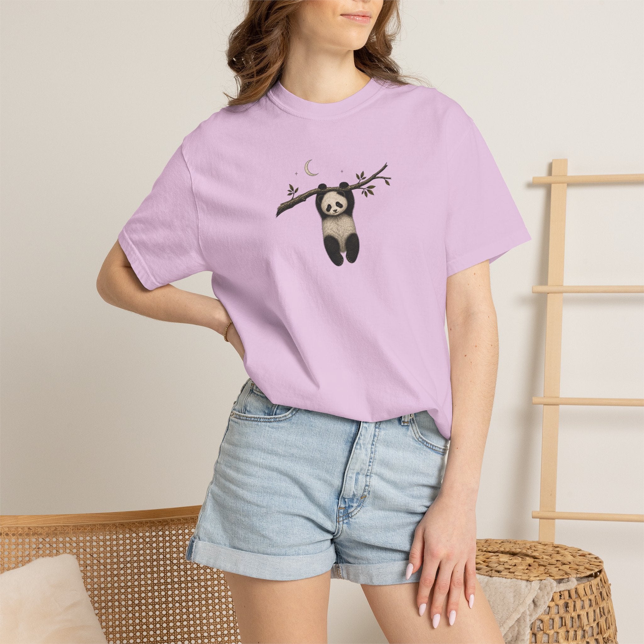 Panda on a Branch T-Shirt — Cute Hanging Panda Graphic Tee