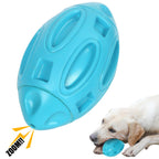 Durable Dog Toys for Aggressive Chewers - Football Ball Tough Squeaky Dog Gift Toy (Lake Blue)