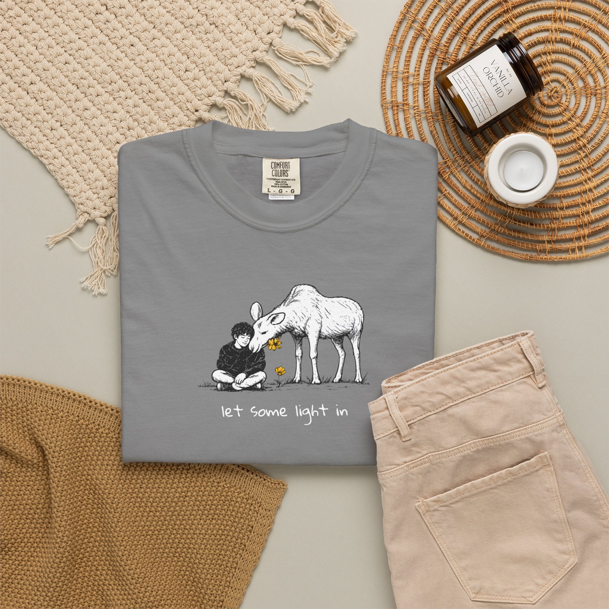 "Let a Little Light In" | Moose & Grieving | Man Comfort Colors® T-Shirt