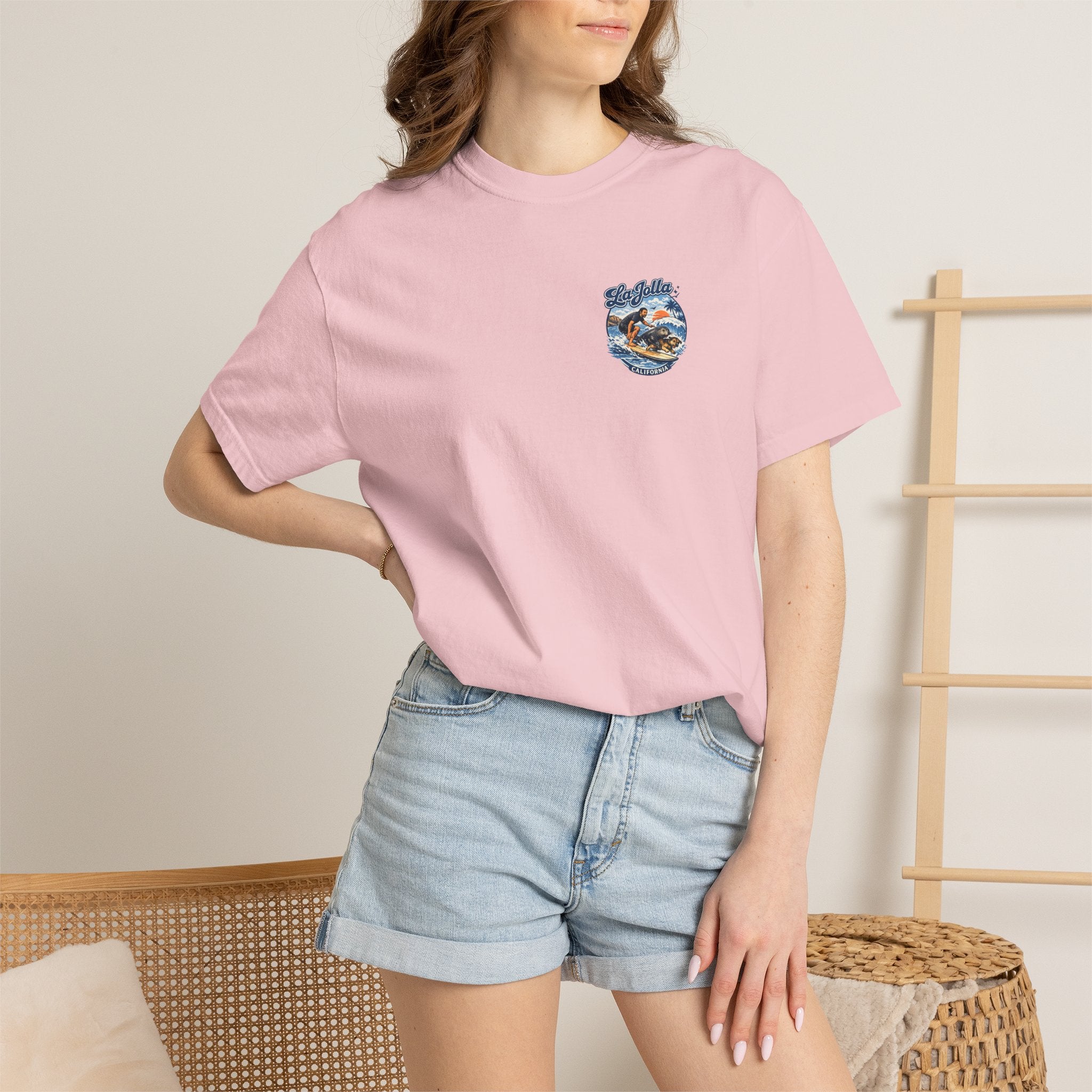 Man, Dog and Seal Catch A Wave — Vintage Surf Graphic Tee